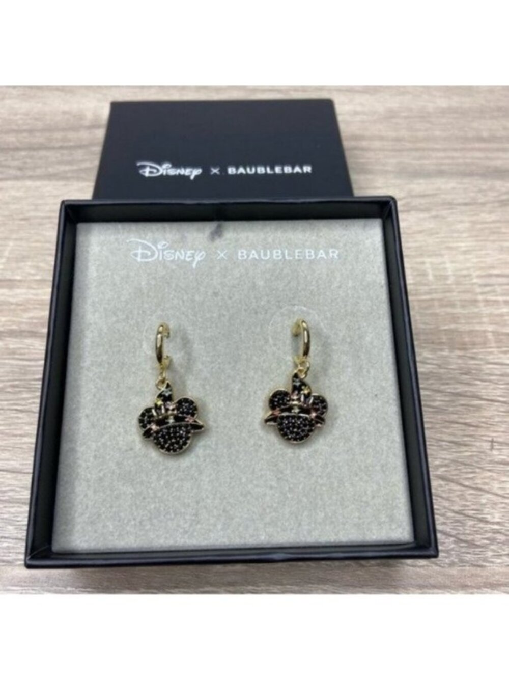 BaubleBar x Disney Mickey Witch Black Rhinestones Hat Dangling Earrings NWT